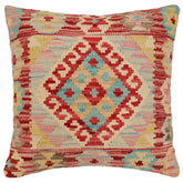 handmade Traditional Pillow Red Beige Hand-Woven SQUARE 100% WOOL Hand woven turkish pillow2' x 2'